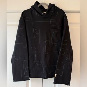 Honor the Gift Mens Novelty Printed Terry Pullover Hoodie Black Grey Size Medium